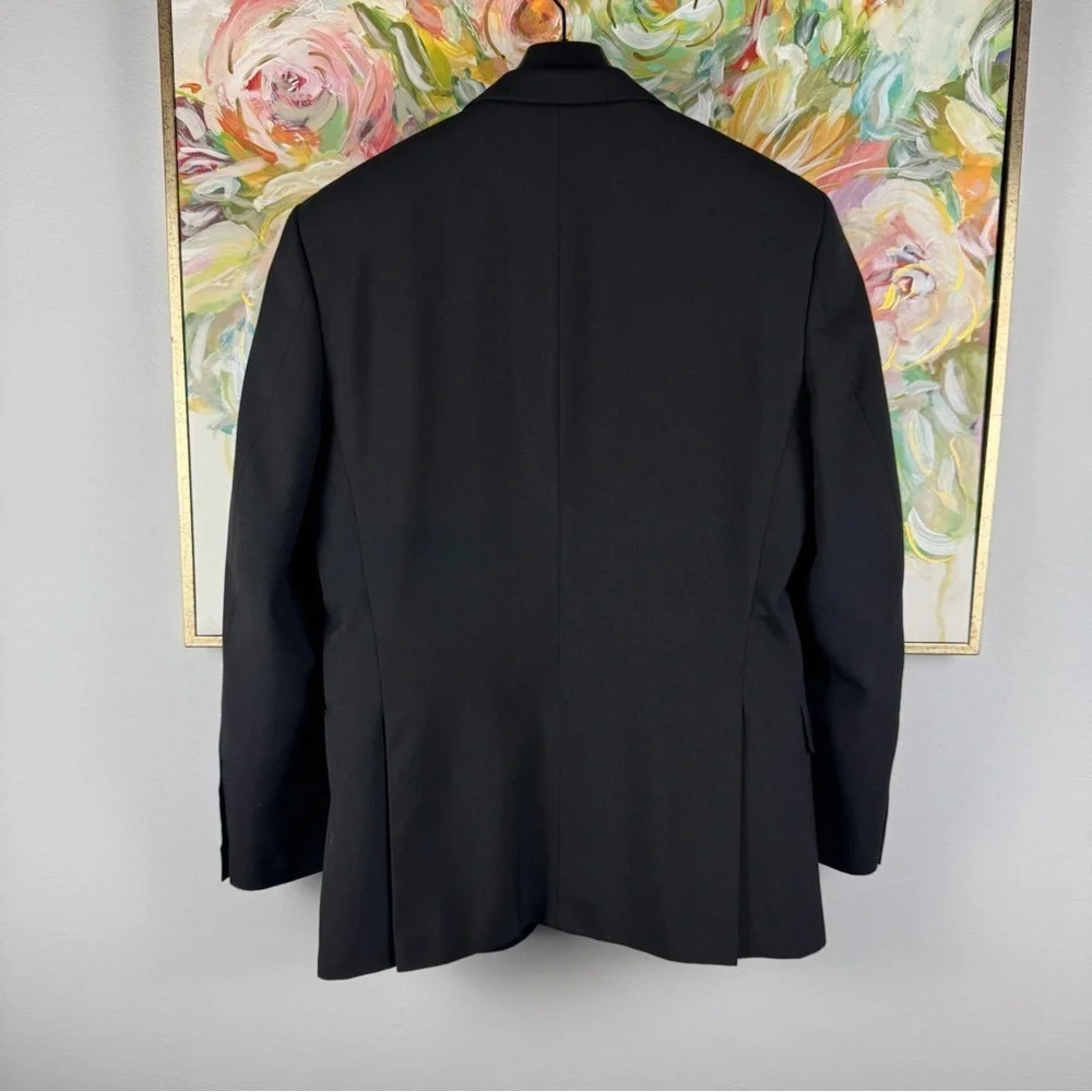 Lawrencepur Black Wool Blend Blazer Jacket Size 50R Classic Tailored